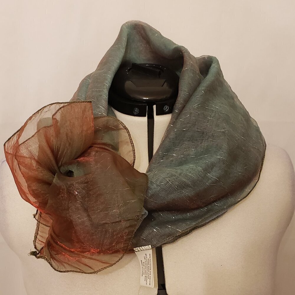 All Jazzed Up Seafoam Sheer Iridescent Scarf, 25" x 70"